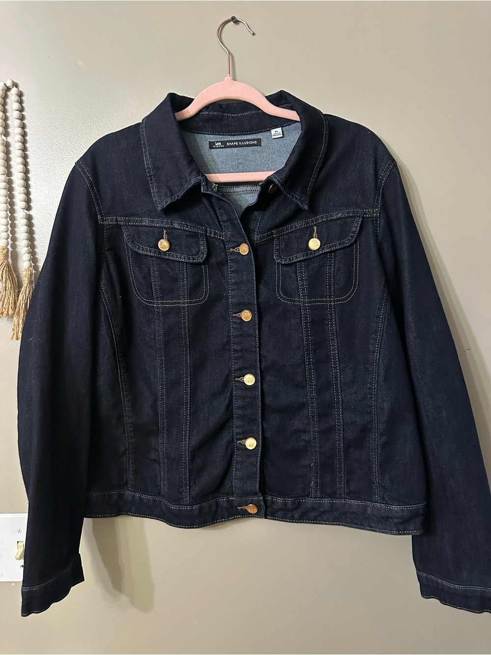 Lee Dark Indigo Denim Jacket with Gold Buttons